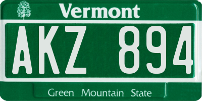 VT license plate AKZ894