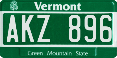 VT license plate AKZ896