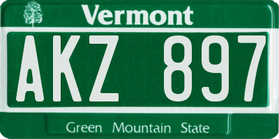 VT license plate AKZ897