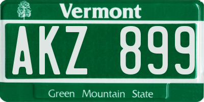 VT license plate AKZ899