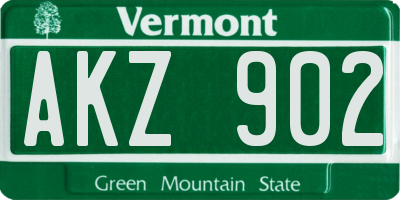 VT license plate AKZ902