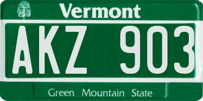 VT license plate AKZ903