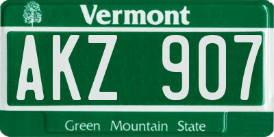 VT license plate AKZ907