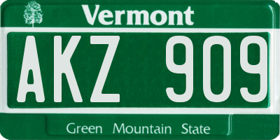 VT license plate AKZ909