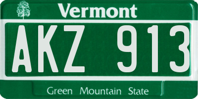 VT license plate AKZ913