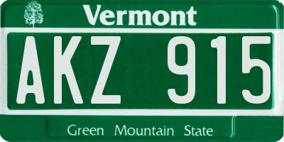 VT license plate AKZ915