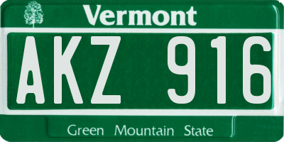VT license plate AKZ916