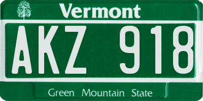 VT license plate AKZ918