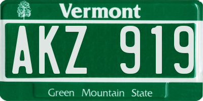 VT license plate AKZ919