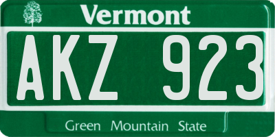 VT license plate AKZ923
