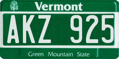 VT license plate AKZ925