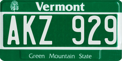 VT license plate AKZ929