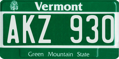 VT license plate AKZ930