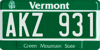 VT license plate AKZ931