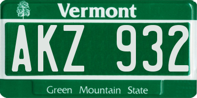 VT license plate AKZ932