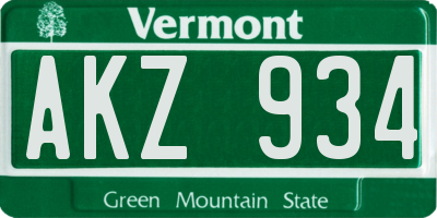 VT license plate AKZ934