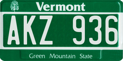 VT license plate AKZ936