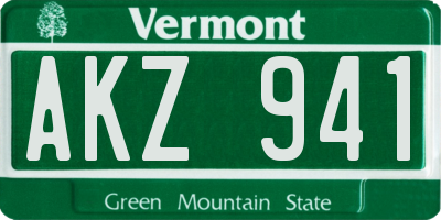 VT license plate AKZ941