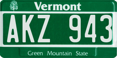 VT license plate AKZ943