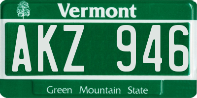 VT license plate AKZ946