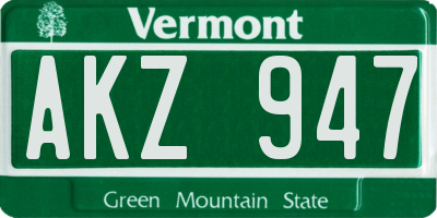 VT license plate AKZ947