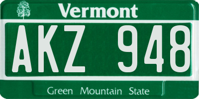 VT license plate AKZ948