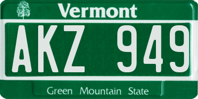 VT license plate AKZ949