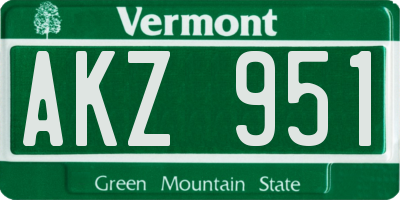 VT license plate AKZ951