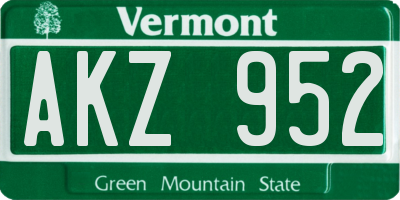 VT license plate AKZ952