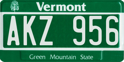 VT license plate AKZ956