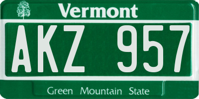 VT license plate AKZ957