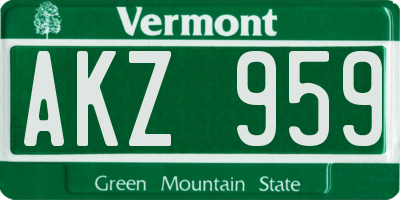 VT license plate AKZ959