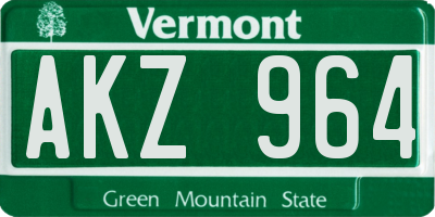 VT license plate AKZ964