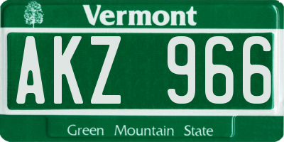 VT license plate AKZ966