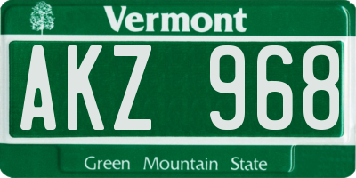 VT license plate AKZ968