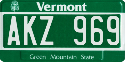 VT license plate AKZ969