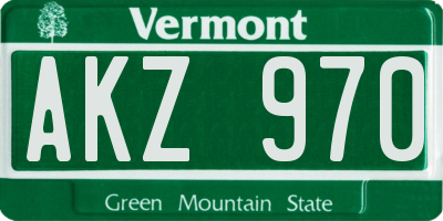 VT license plate AKZ970