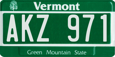 VT license plate AKZ971