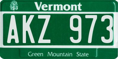 VT license plate AKZ973