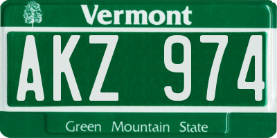VT license plate AKZ974