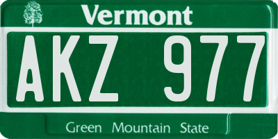 VT license plate AKZ977