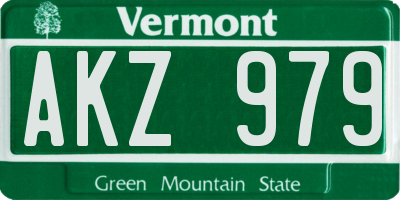 VT license plate AKZ979