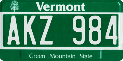 VT license plate AKZ984