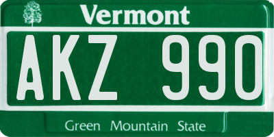 VT license plate AKZ990