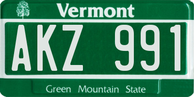 VT license plate AKZ991