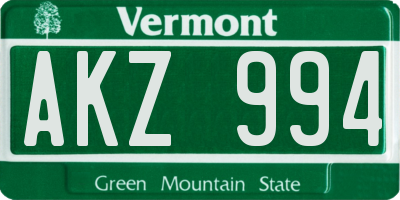 VT license plate AKZ994