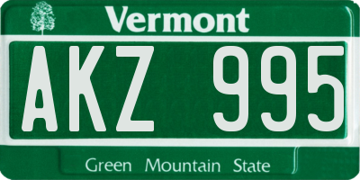 VT license plate AKZ995