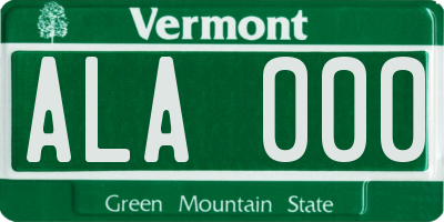 VT license plate ALA000