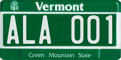 VT license plate ALA001