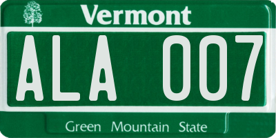 VT license plate ALA007